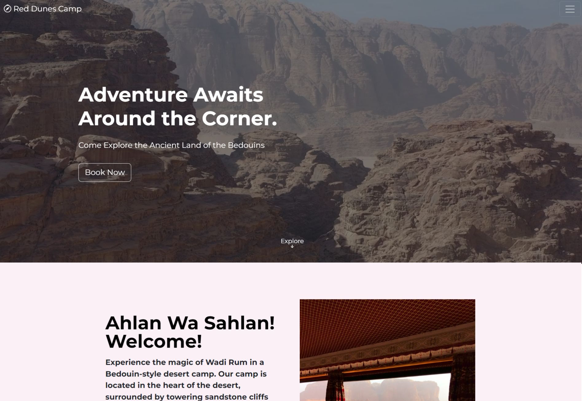 Preview of desert tourism website